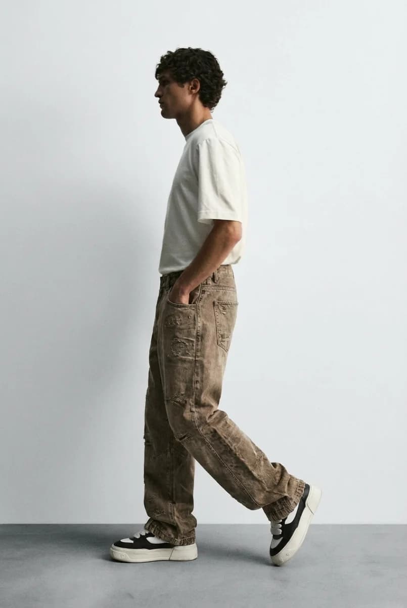 Vintage Distressed Wide Leg Denim