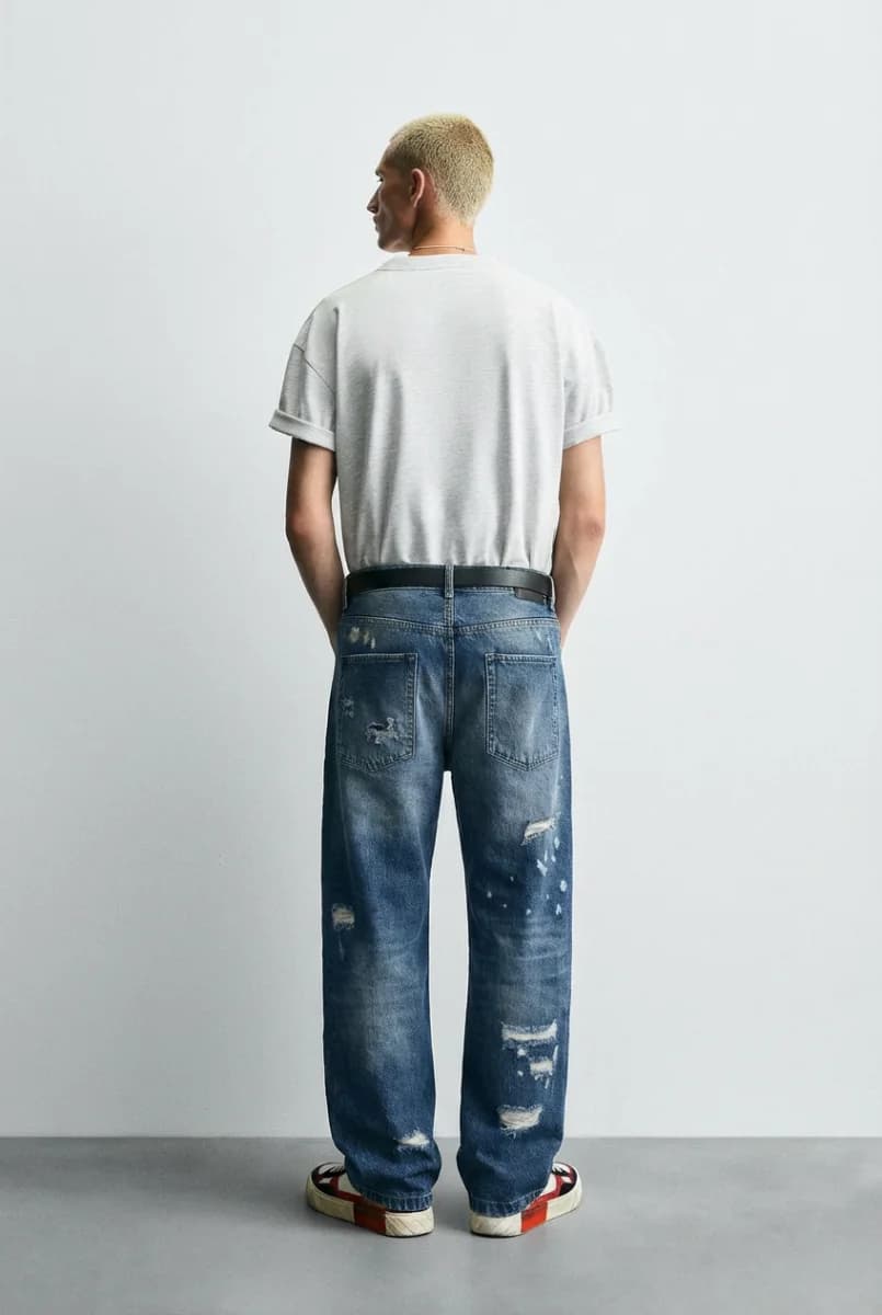 Heavy Ripped Wide Leg Denim