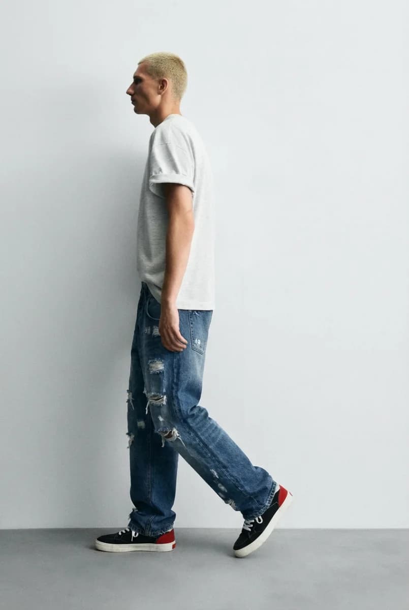 Heavy Ripped Wide Leg Denim