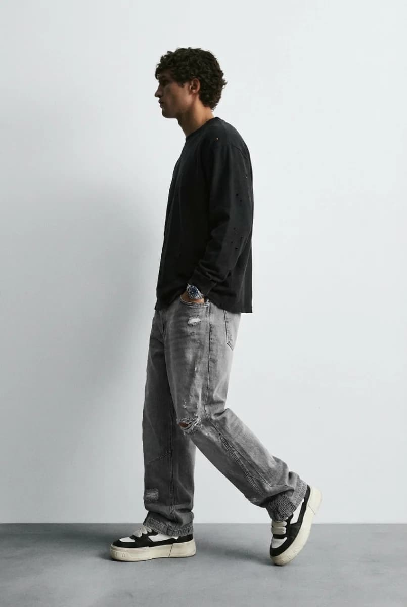 Vintage Distressed Wide Leg Denim