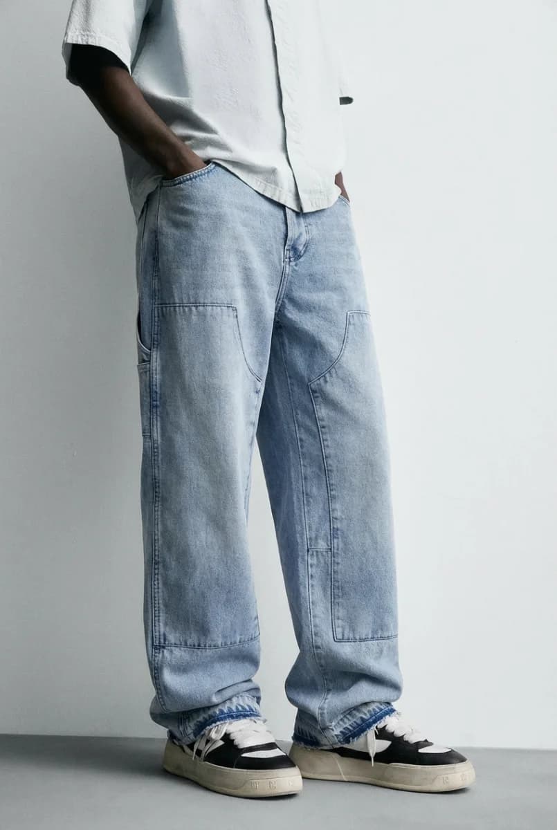 Cargo Pocket Wide Leg Denim