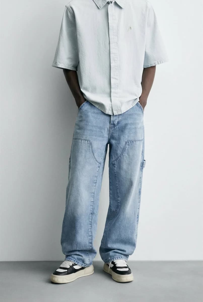 Cargo Pocket Wide Leg Denim