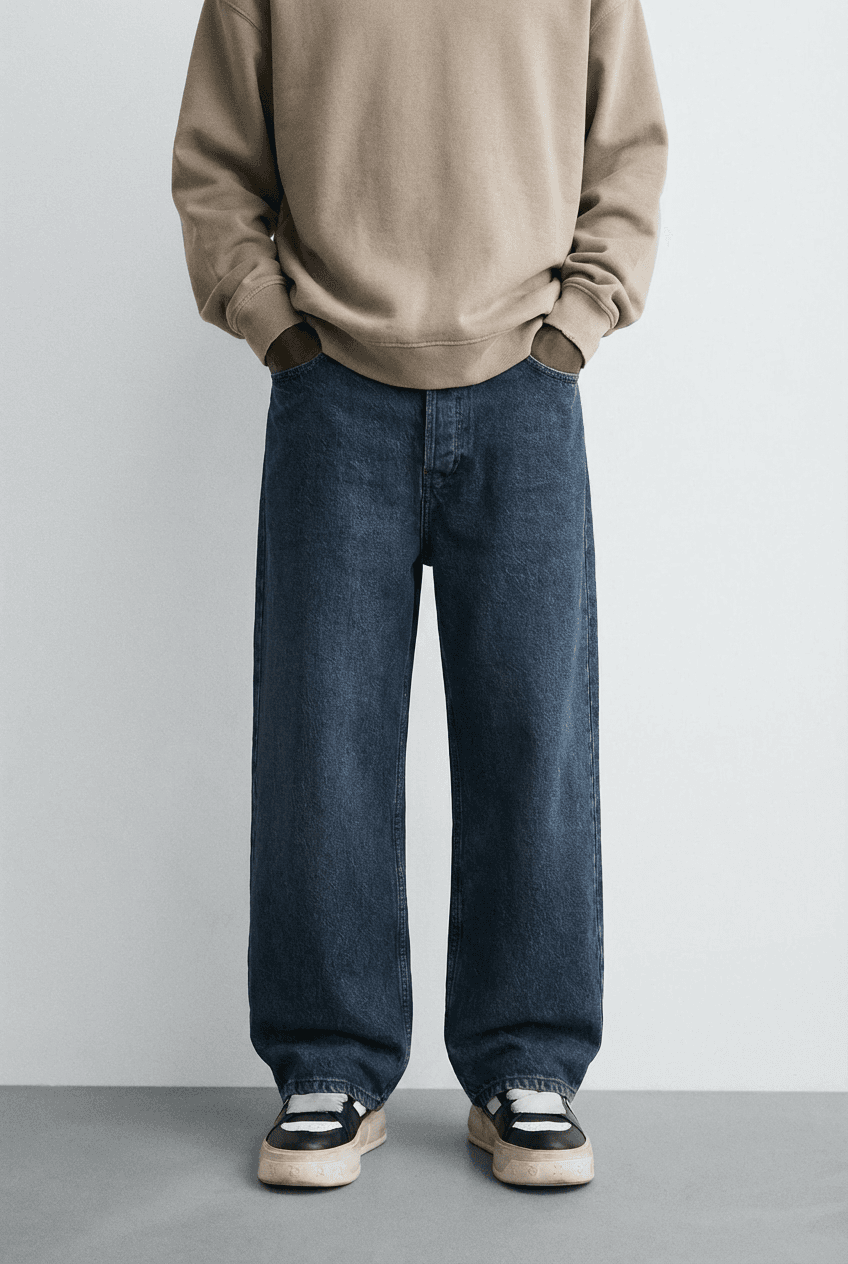 Relaxed Fit Wide Leg Denim